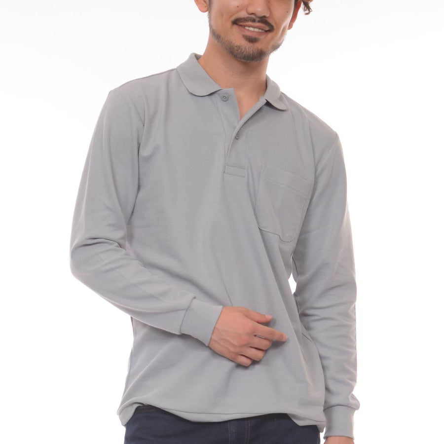 VLPＴ/Ｃ長袖ポロシャツ（ポケット付） | ビッグサイズ | 1枚 | 00169-VLP | ホワイト