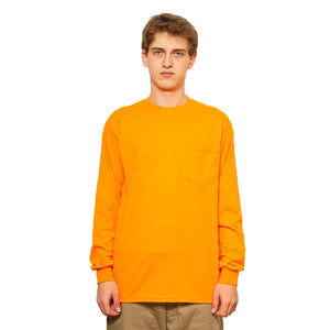 6.0 oz ウルトラコットンロングスリーブポケットTシャツ | ビッグサイズ | 1枚 | 2410 | セーフティオレンジ