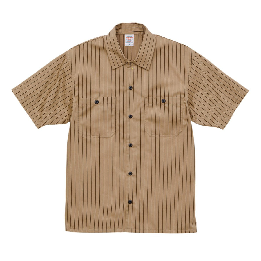 T/C ストライプ ワークシャツ | ビッグサイズ | 1枚 | 1781-01 | オーカー/ブラウン