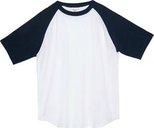 5.6オンス ヘビーウェイトラグランTシャツ | ビッグサイズ | 1枚 | 00106-CRT | ホワイト×ネイビー