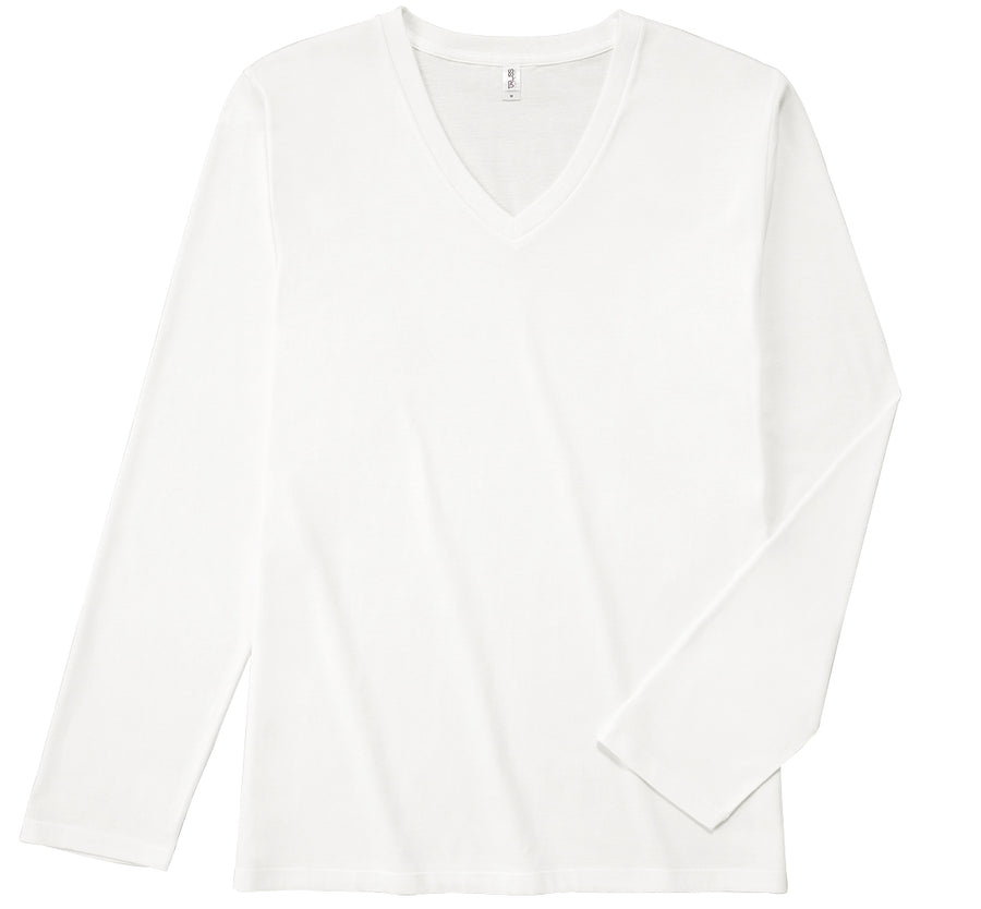スリムフィット Vネックロングスリーブ Tシャツ | メンズ | 1枚 | SVL-115 | ホワイト