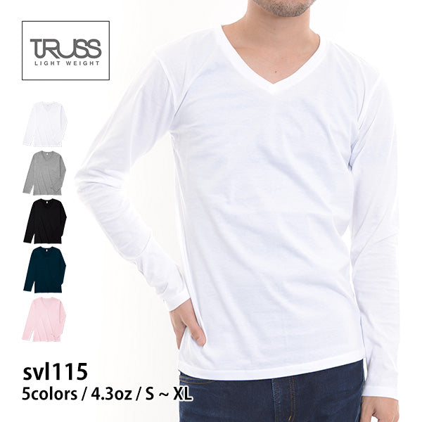 スリムフィット Vネックロングスリーブ Tシャツ | メンズ | 1枚 | SVL-115 | ヘザーグレー